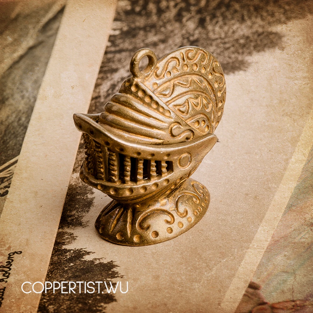 Coppertist. wu шлем и Броня бронзовый брелок латунный брелок для ключей ручной работы кольцо для ключей с сумочкой кулон