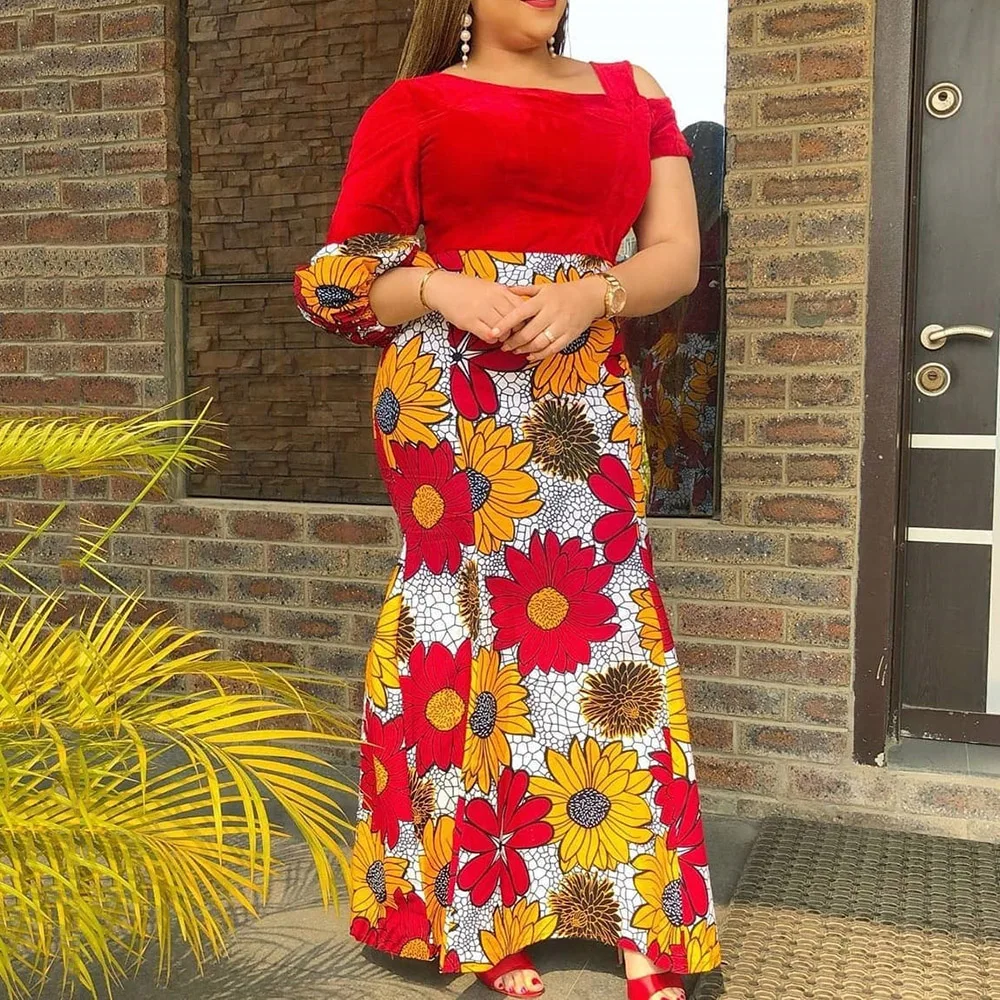 Комплект из обуви в африканском стиле платья для Для женщин Элегантное Длинное