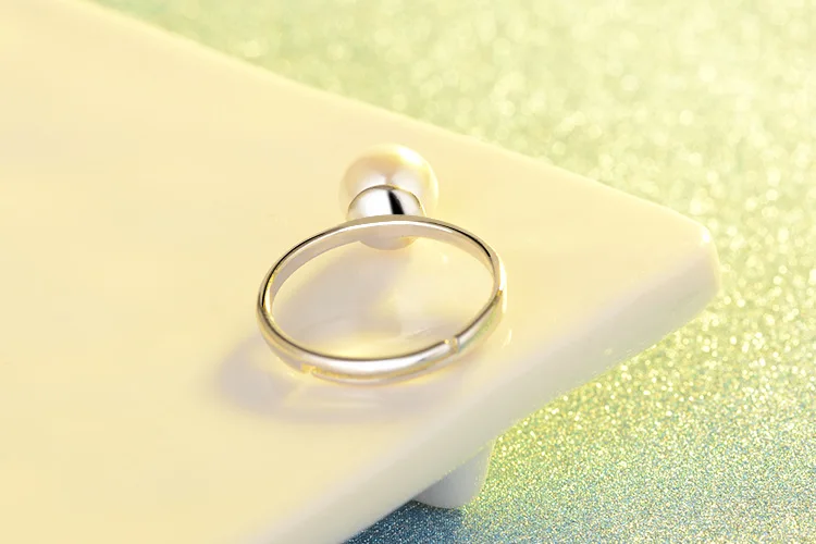 Drop Shipping Fashion Silver Color Round Pearl Adjustable Rings For Women Wild Jewelry |