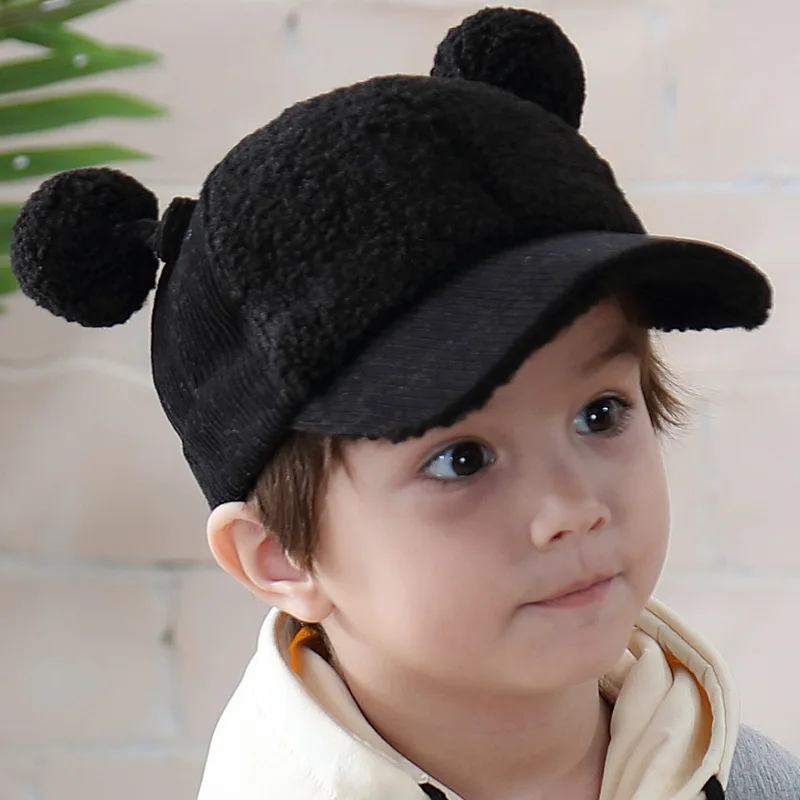 Бренд Hepburn осенне-зимняя теплая Кепка для мальчиков и девочек бейсболки с двойной