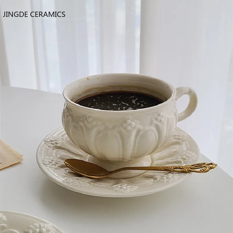 

European Ceramic Tea Set Afternoon Tea Mug Breakfast Cup Milk Cups Drinking Glass Bring Metal Spoon Living Room Office Mugs
