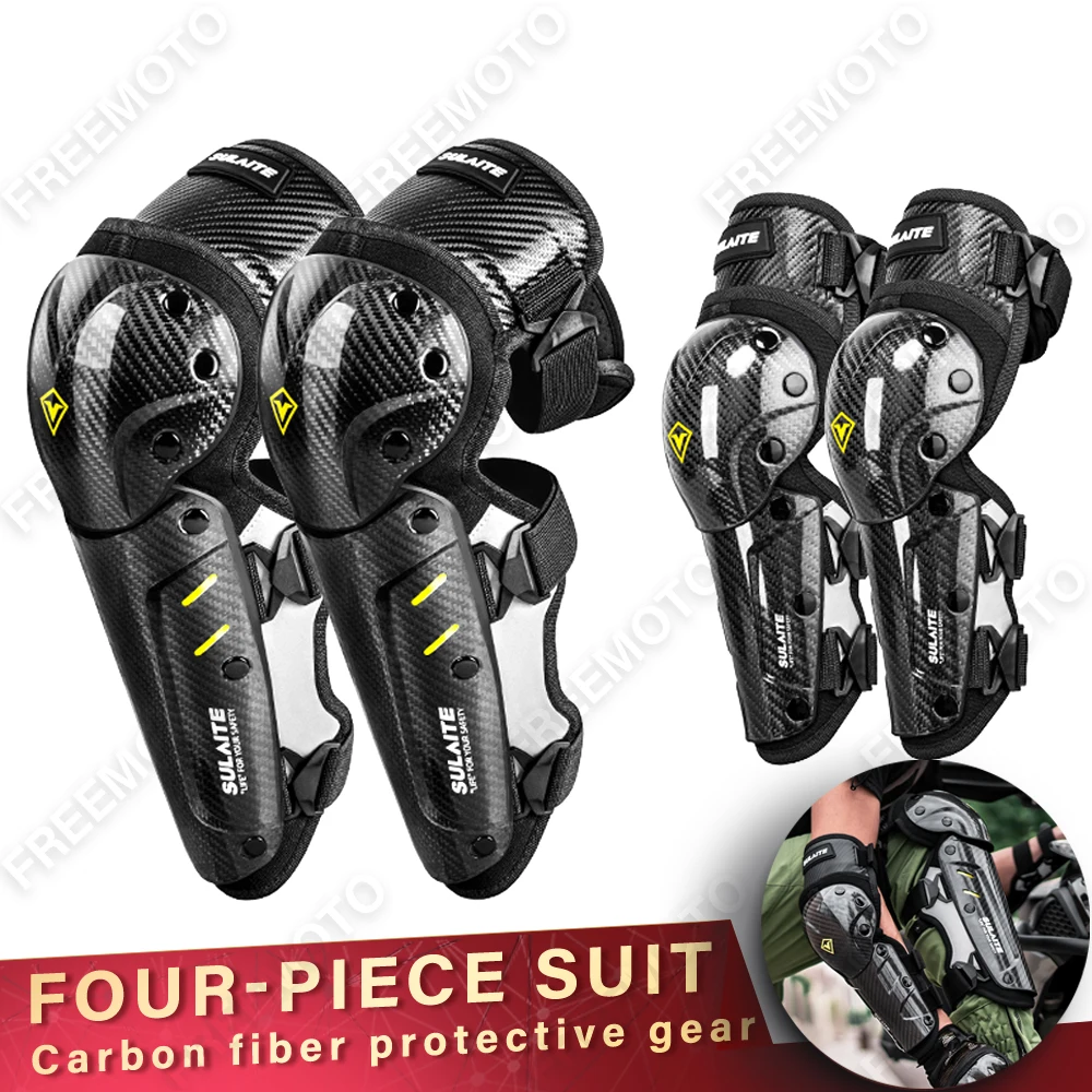 

Motorcycle Knee Pads Enduro Equipment Rodilleras Moto Equipment for Men Motocross Carbon Fiber Knee Pads Riding Gear 4 Pcs Set