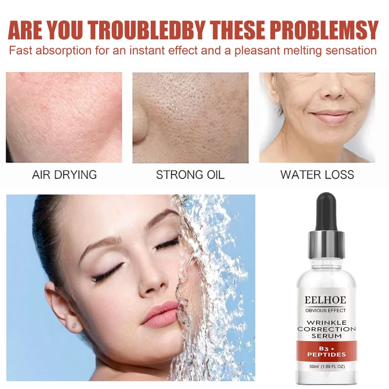 

EELHOE Collagen Peptide Face Serum Anti Aging Wrinkle Firming Lifting Facial Serum Pore Shrinking Moisturizing Skin Care Essence