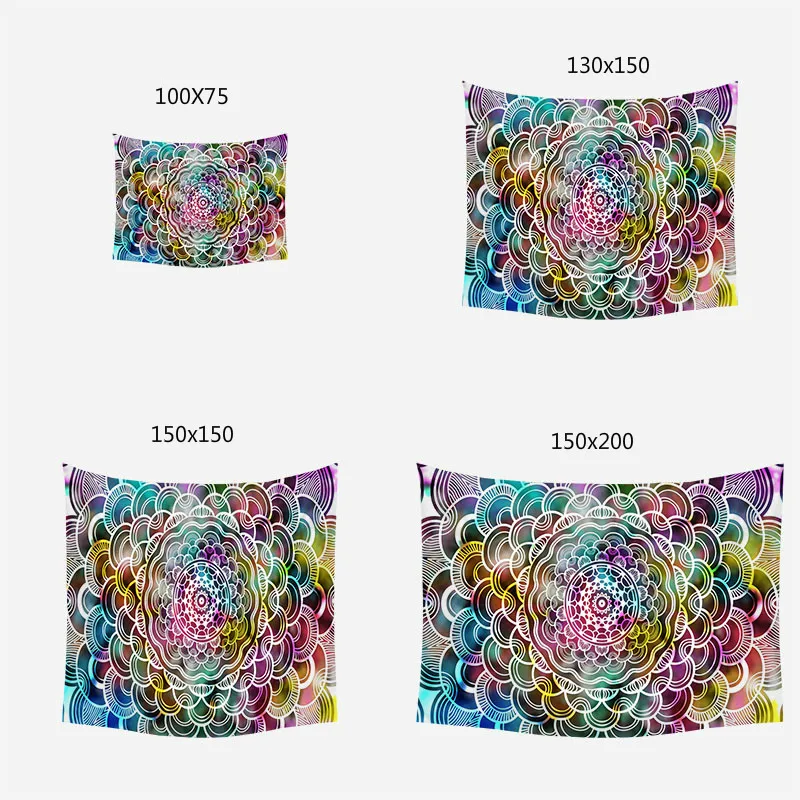 Гобелены в стиле Триппи с изображением черной Золотой Луны Подвесной Настенный