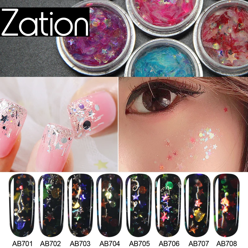 Нерегулярные звезды круглые 3D узоры для ногтей с блестками украшения хлопья