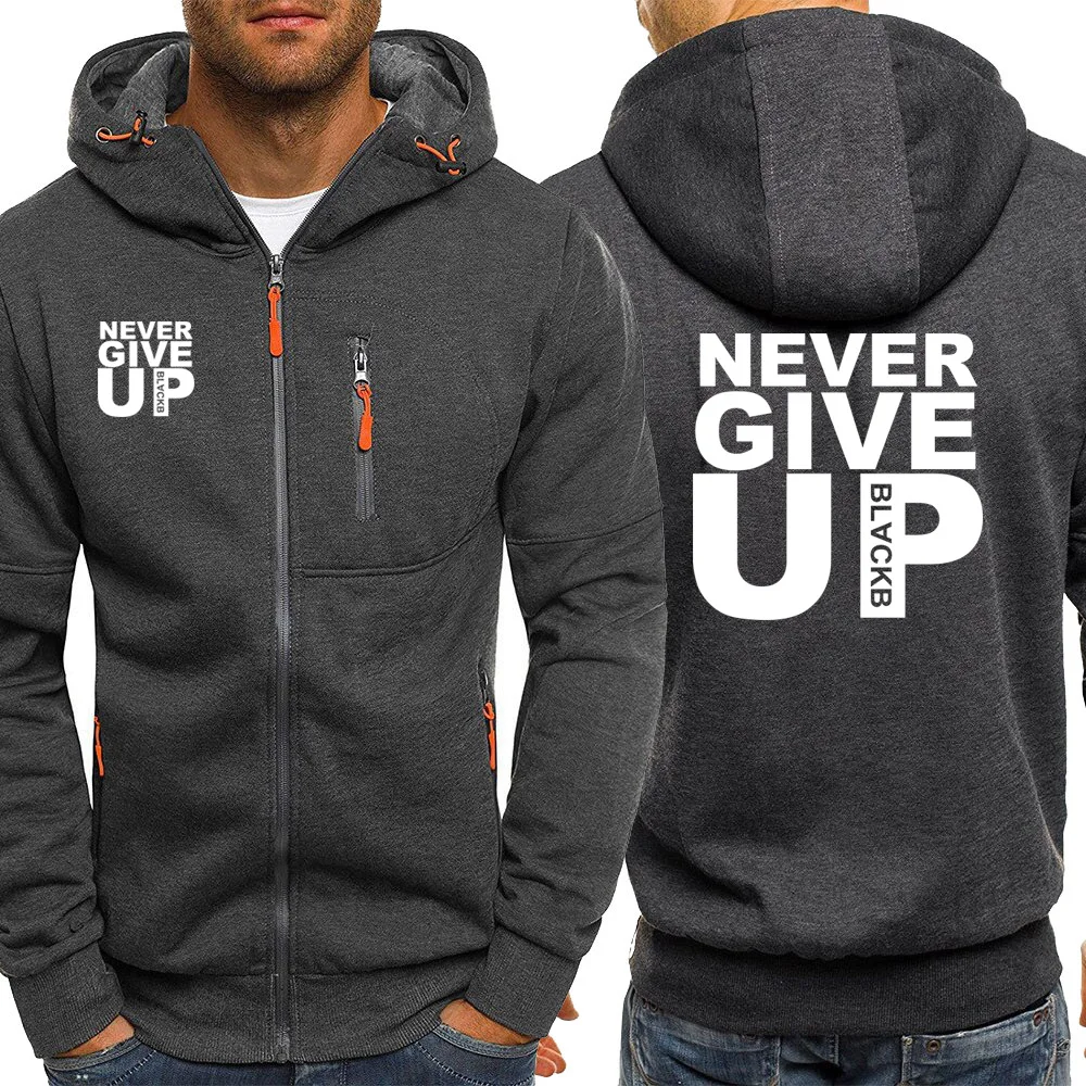 

Spring Autumn New Harajuku Mens Hoodies Sweatshirts Never Give Up Hoodie Man Fashion Brand Sportwear Letter Print Male Tracksuit