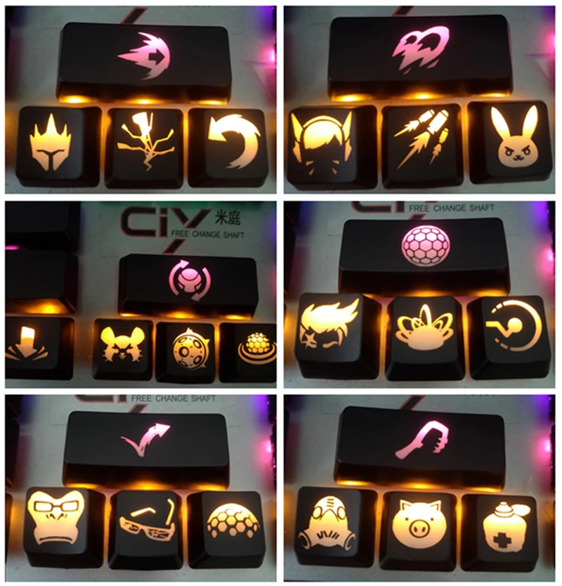 

Колпачки для клавиш с подсветкой, колпачки для клавиатуры Mx, Abs, механическая клавиатура, колпачок для клавиш для Overwatch Gamer, милосердия, Dva, Genji, Roadhog, 4 клавиши/набор