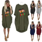 2022 новогодние платья, женское рождественское осенне-зимнее повседневное свободное платье с карманами и длинным рукавом, милое платье с принтом, платье, платья S