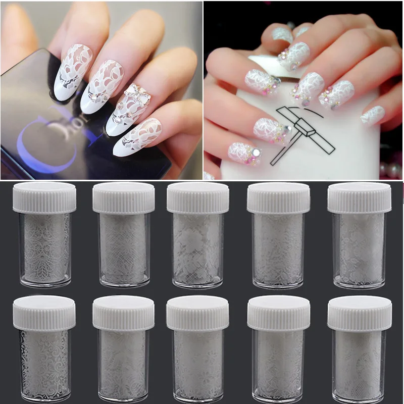 

1pcs Nail Art Transfer Foil Sticker Paper DIY White Design Lace Charm Flower Beauty Decoration Polish Manicure Tools