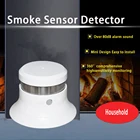 Пожарный детектор дыма на батарейках, домашний датчик безопасности с сигнализацией, Высокочувствительный монитор для курения, беспроводной мини-огнестойкий детектор