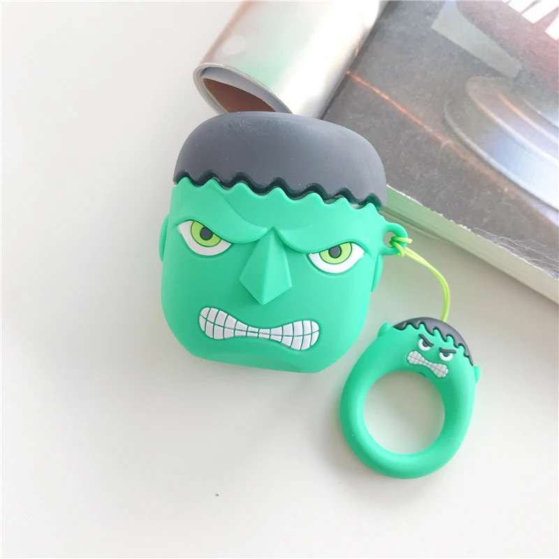 3D Супер Герои Человек-паук Бэтмен, Железный человек venom чехол для Airpods 2 1 беспроводные bluetooth наушники Мягкий силиконовый чехол кольцо коробка - Цвет: 6