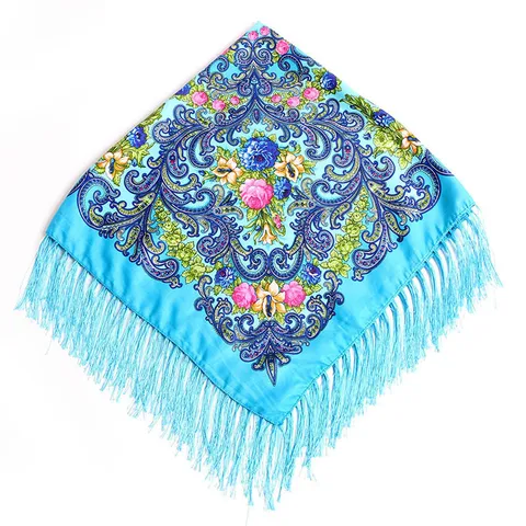 Шаль шарф в русском стиле Babushka, украинский носовой платок, Осенний женский шарф, традиционный головной платок с принтом, бандана на зиму