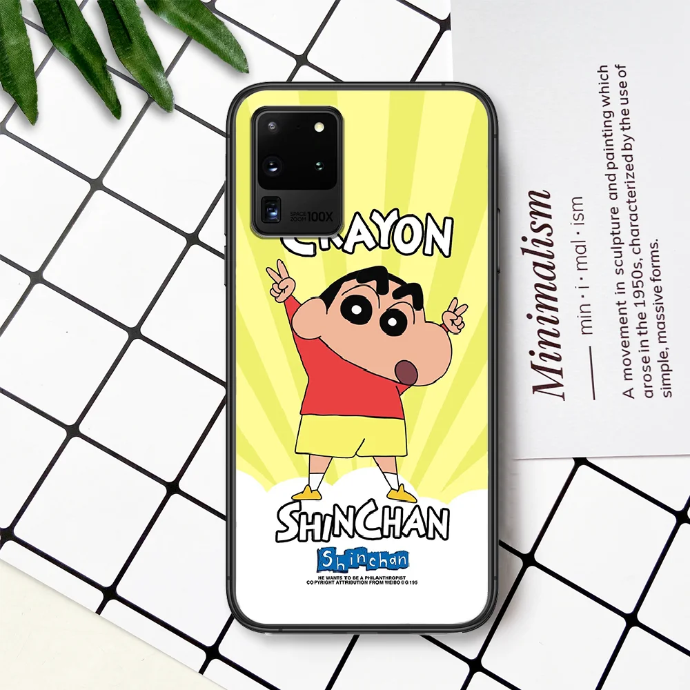 

Cartoon Cute Crayon Shin-chans Phone Case For Samsung Galaxy Note S 8 9 10 20 Plus E Lite Uitra black Cell Soft Cover Pretty