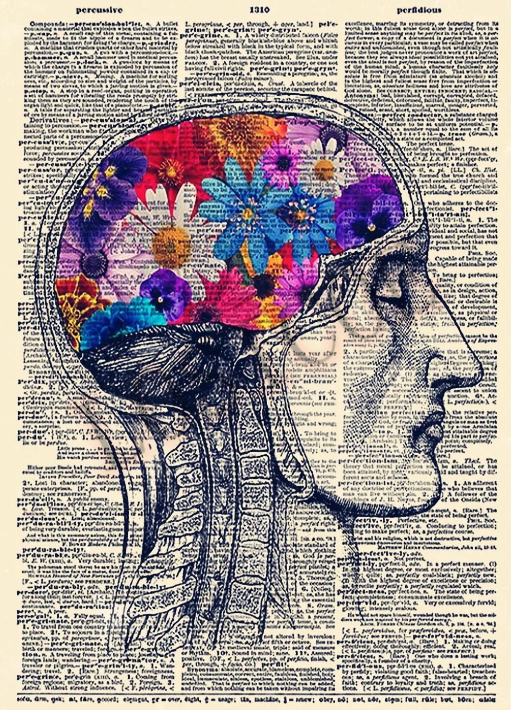 Цветы для мозга плакаты ежедневник искусство домашний декор человеческая наука