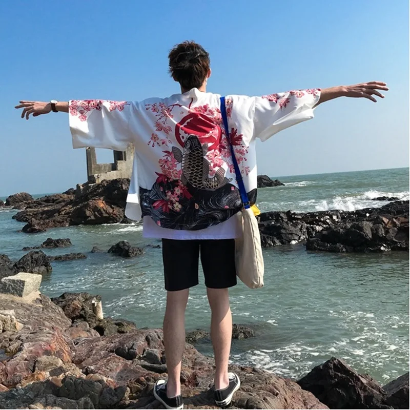 Мужской кардиган кимоно Haori Yukata костюм самурая пиджак рубашка|Одежда Азии и