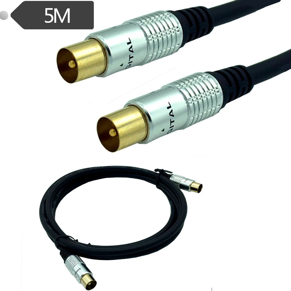 

9.5mm TV Male to 9.5mm Male Adapter Cord Coaxial TV Cable 5m