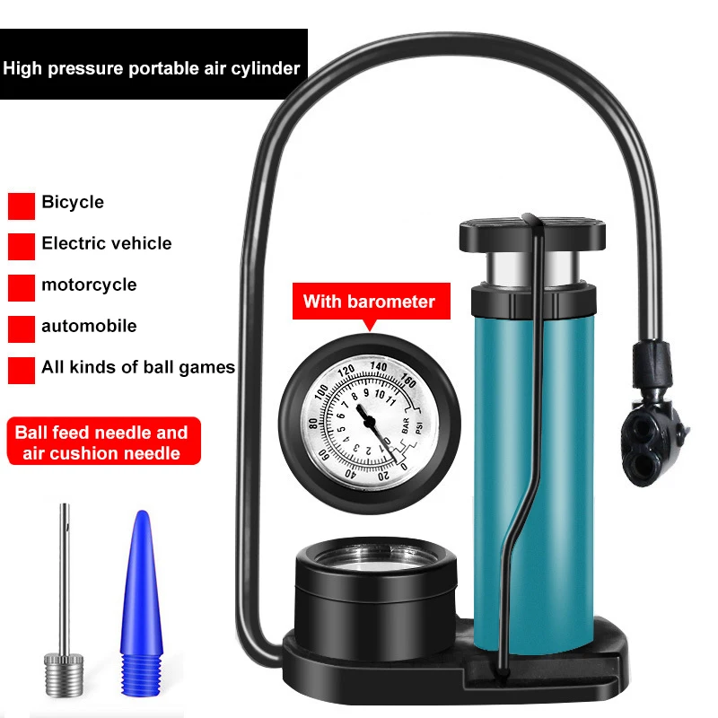 Professional Bike Tyre Inflator Mini Portable Bicycle Foot Pump With Pressure Gauge Accessories Multi-function Valve Air | Спорт и