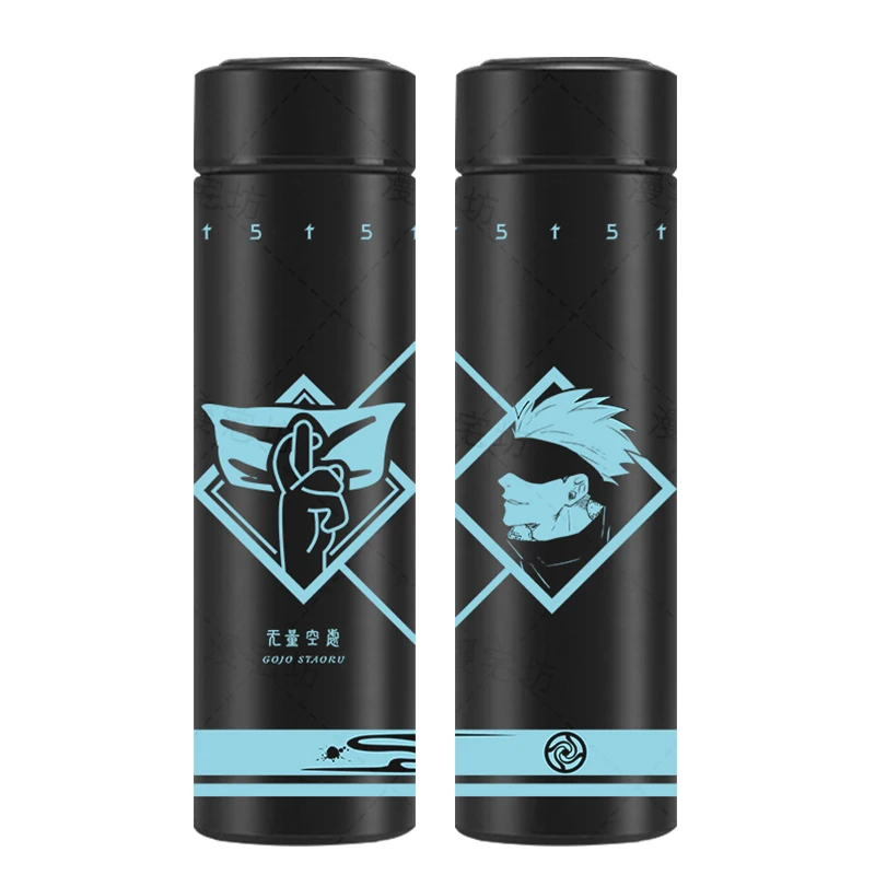 

New Anime Vacuum Cup Jujutsu Kaisen Gojo Satoru Theme Stainless Steel Temperature Display Thermos Cup Portable Water Bottle Gift