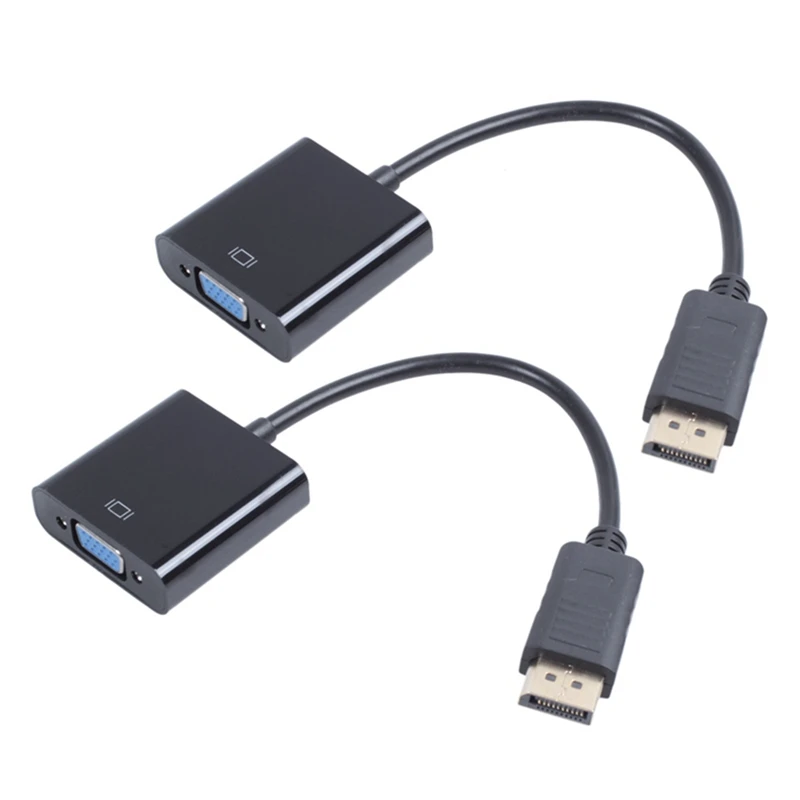 

2 шт. 1080P DP DisplayPort «папа»-VGA «мама» кабель адаптера преобразователя, черный