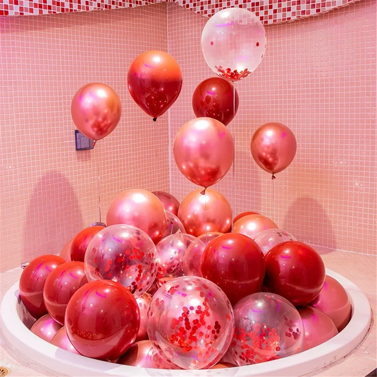 Металлические латексные шары с конфетти 20 шт  Yanrong