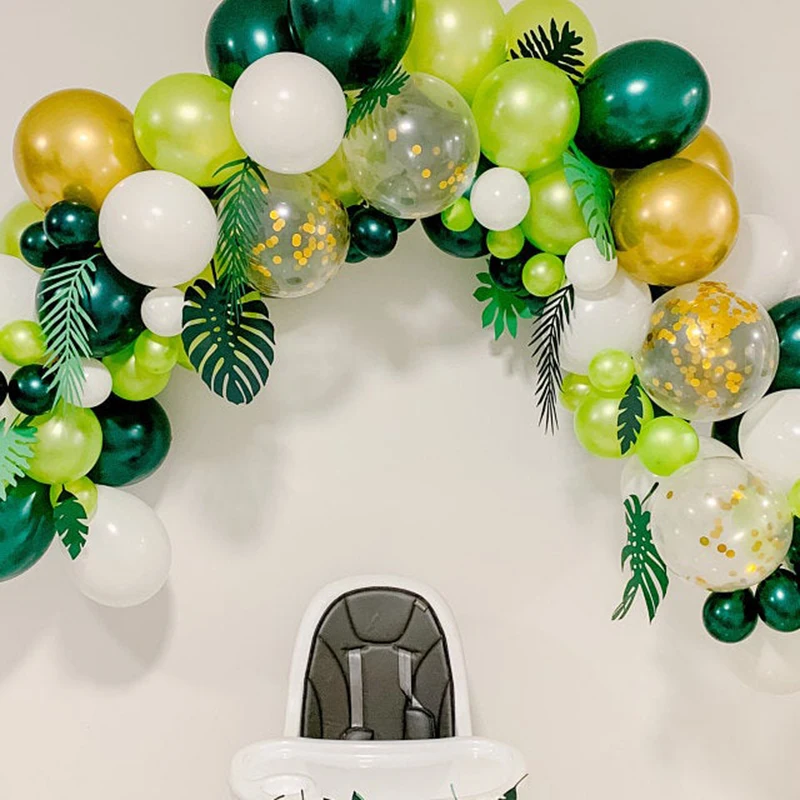 Зеленые воздушные шары на тему леса хром золото дикий один джунгли сафари день