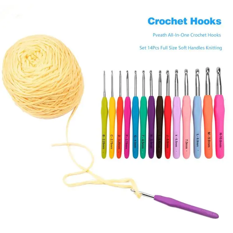 37 шт. крючки Наборы с сумкой для хранения мягкая ручка Вязание крючком иглы