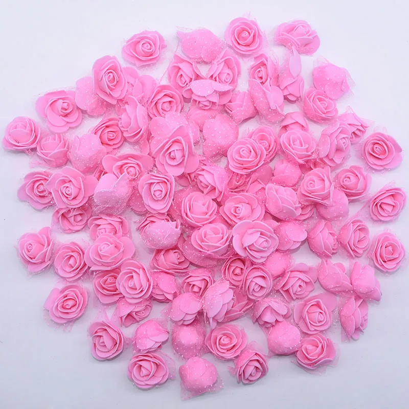 pink 50 шт./лот 3,5 см мини ПЭ пены розы искусственные головки цветов для DIY венки Аксессуары свадебные украшения вечерние ручной работы - Цвет: pink