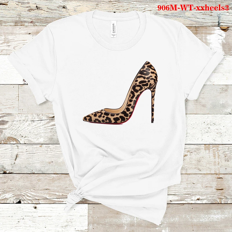 

Sexy Tops Leopard-print Heels Woman Tshirts Graphic Tee Tops Women 2021 Fashion Clothes Gothic Oversized T Shirt T-shirts Tshrit