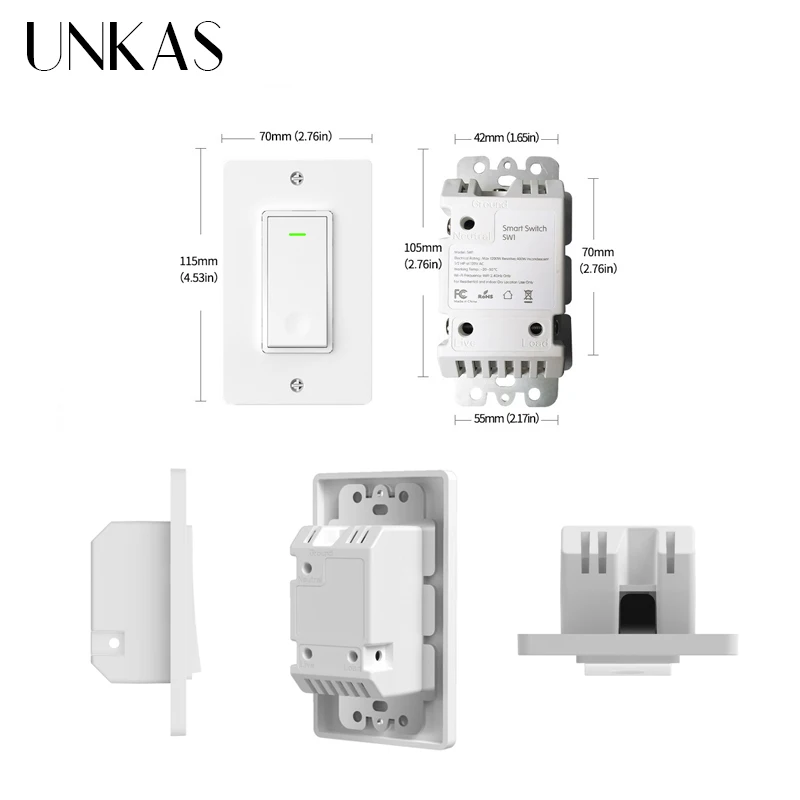 UNKAS Wi-Fi настенный светильник выключатель Smart Life/приложение Tuya дистанционного