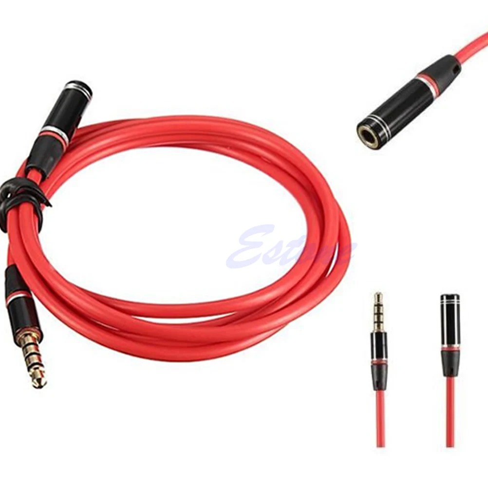 

R58B 3.5mm 4 Male to Female Headphone Earphone Adapter Mic Extension Cable