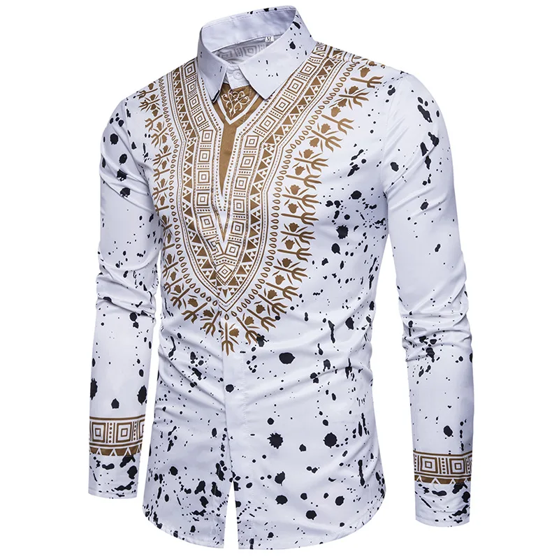 Мужская повседневная приталенная рубашка s 2019 мужская в горошек с длинным