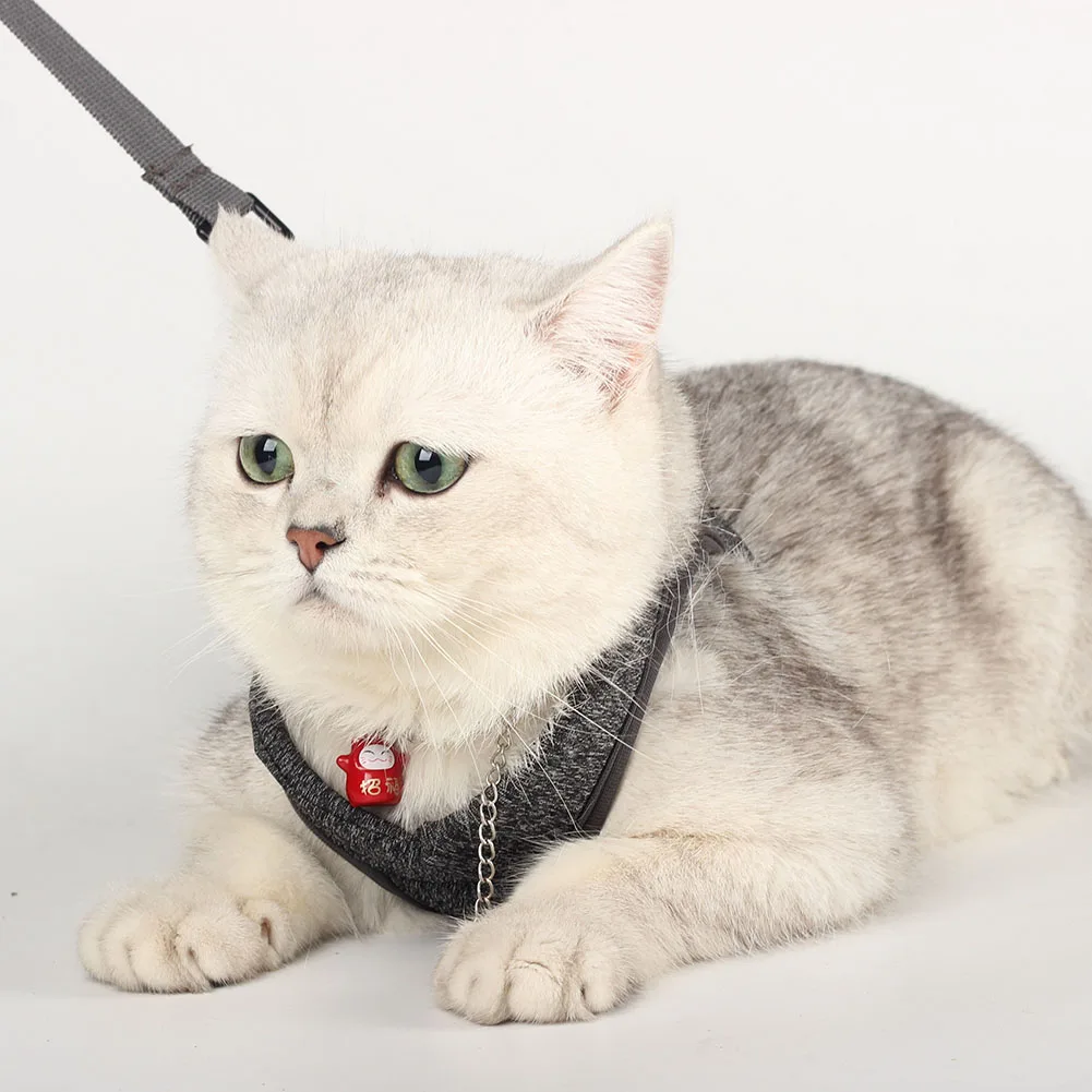 Регулируемый поводок для домашних животных, кошек, котят, поводок для прогулок, поводок для собак, ошейник из полиэфирной сетки
