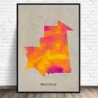 Карта акварели Мавритании, холст, настенный художественный принт, современный плакат, настенные картины, декор для гостиной