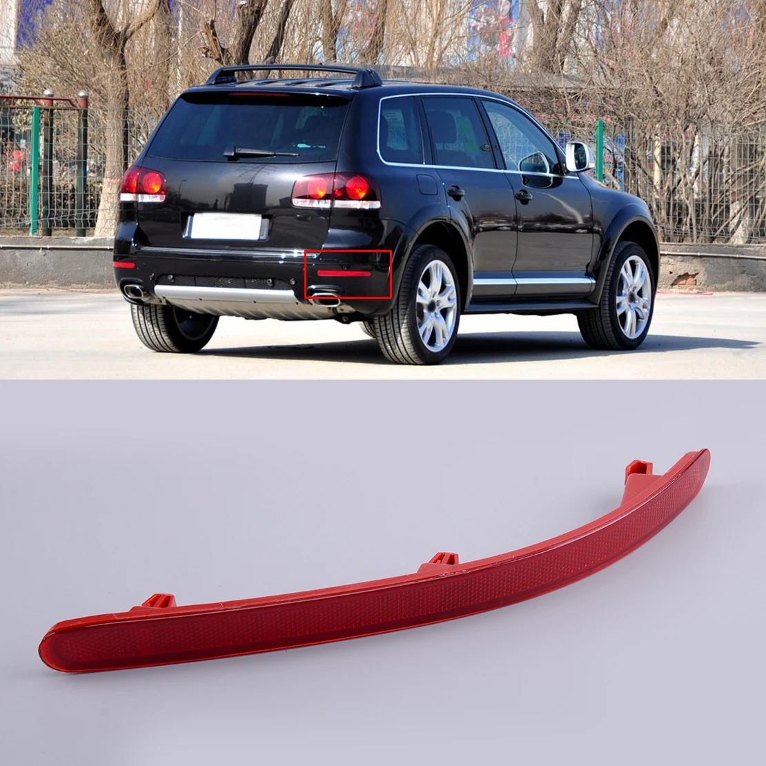 

Автомобильный правый задний бампер отражатель задний светильник красный 7L6945106A подходит для VW Touareg 2003 2004 2005 2006 2007 2008 2009 2010