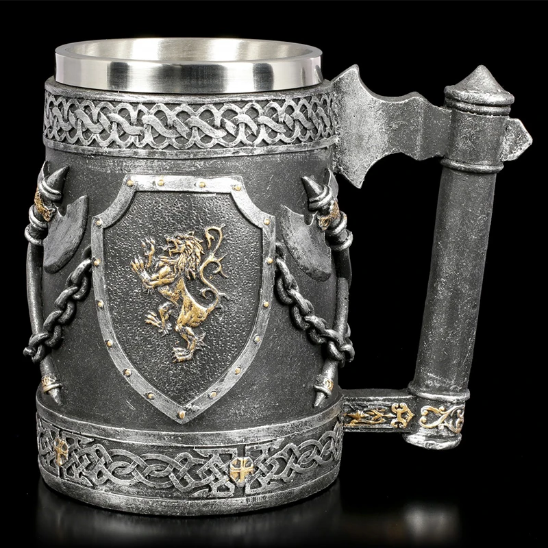 Креативная пивная кружка кружка-топор с Львом 3d кружки из смолы и нержавеющей