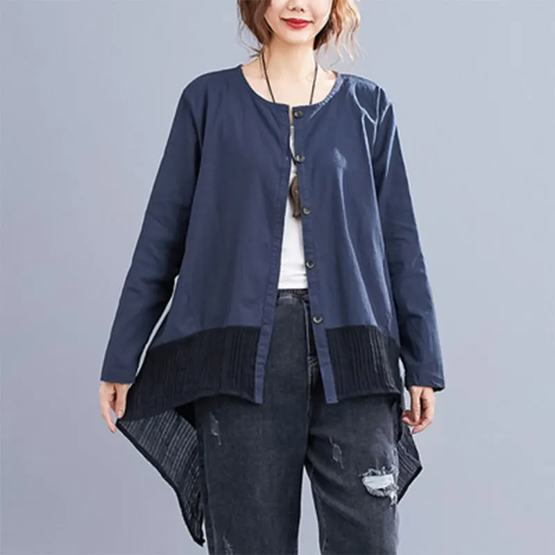 Весна 2020 новинка женские Асимметричные свободные рубашки с длинным рукавом