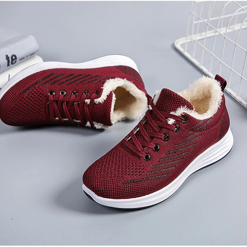 

2020 Winter Warm New Women Shoes Flats Fashion Casual Ladies Shoes Woman Lace-Up Mesh Female Sneakers Zapatillas Mujer NVX324