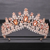 silver color gold baroque crystal tiaras wedding crown rhinestone diadems queen women hair jewelry bridal hair accessories