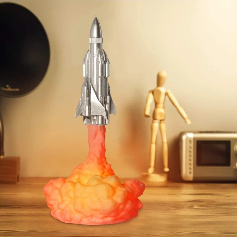 

3D Print Rocket Lamp 800mAh USB Rechargeable Space Shuttle Night Light Bedroom Home Decoration Gifts