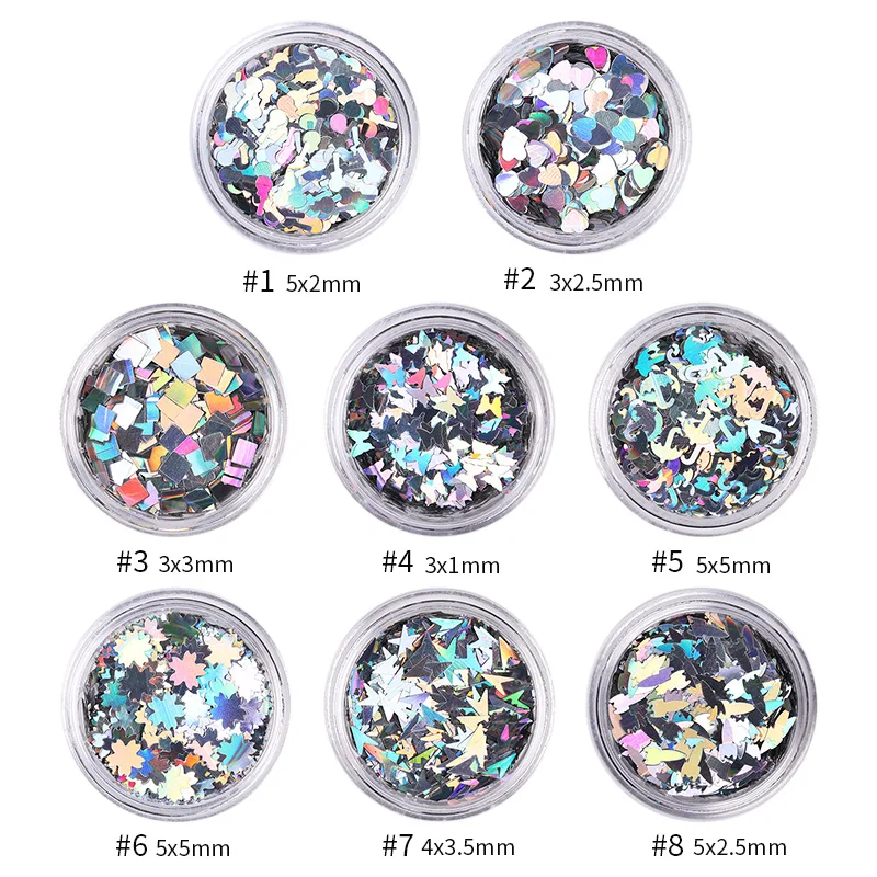 Блестки для ногтей смешанные узоры Бабочка гитара лист неправильная палитра