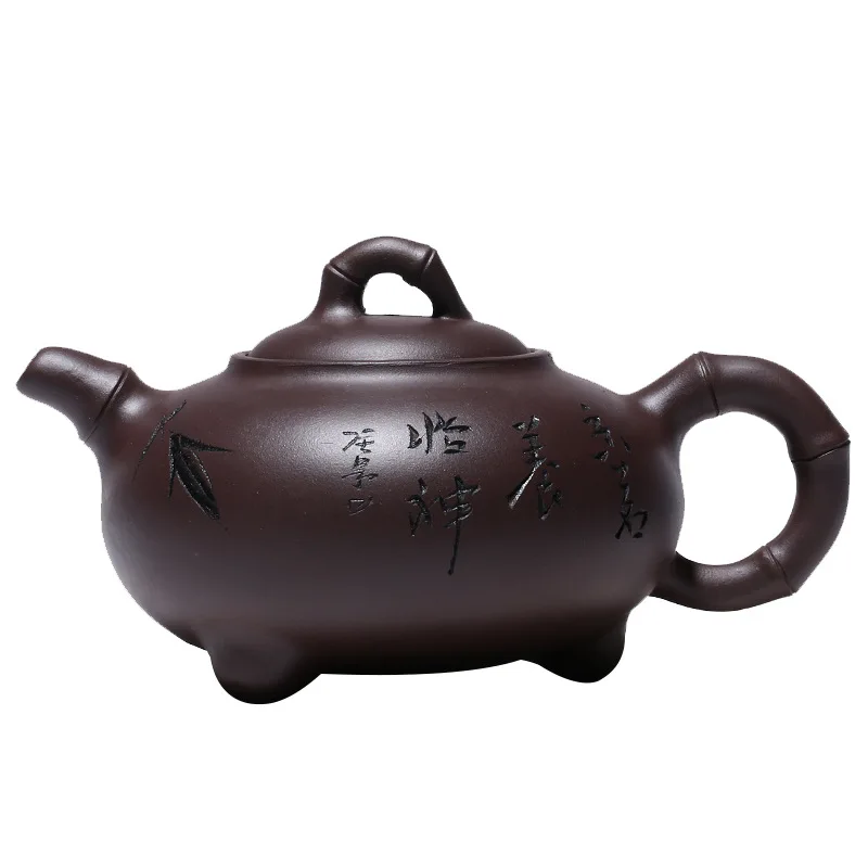 

Yixing purple clay teapot famous hand carved teapot