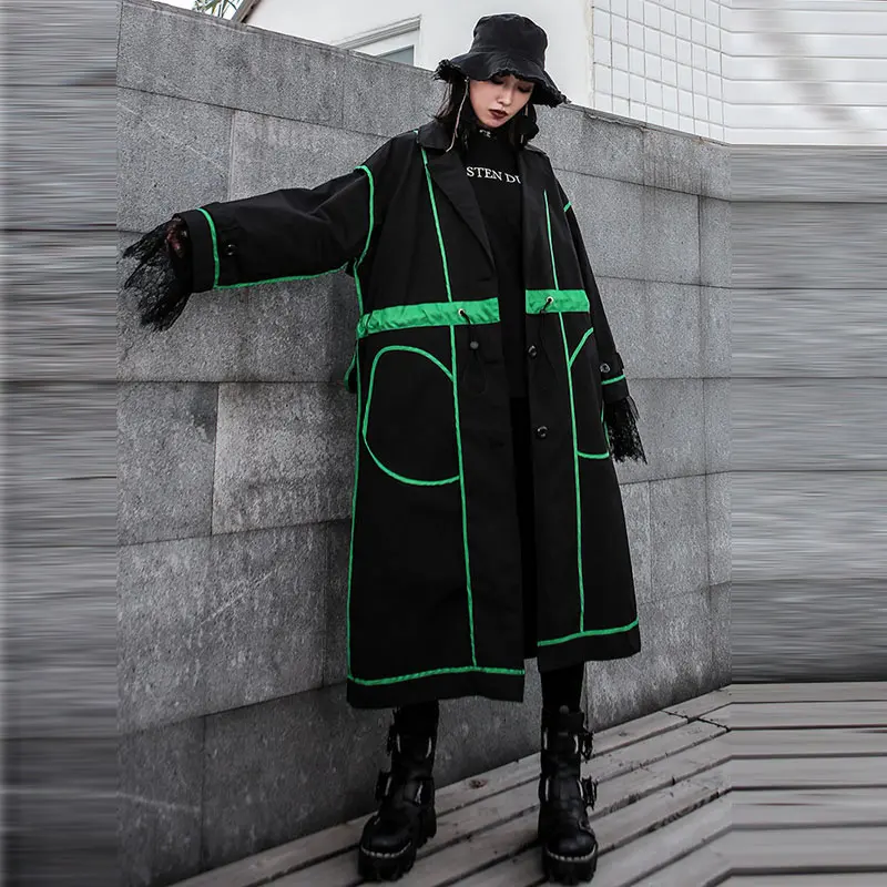 XITAO плюс размер длинный тренч для женщин Корея Мода элегантный один грудь широкий