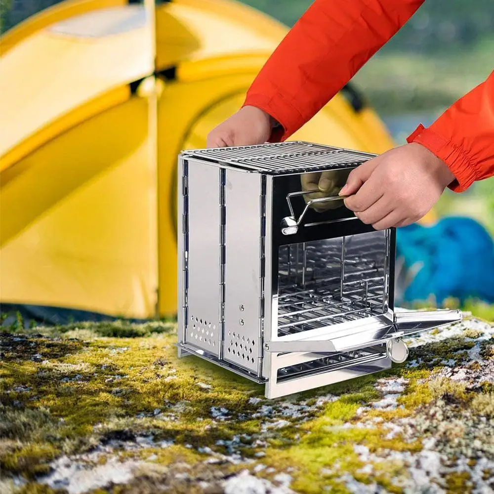 

Outdoor Square Wood Stove Barbecue Outdoor Camping Folding Barbecue Grill Picnic Outdoor Durable Portable Tools Supplies R6F9