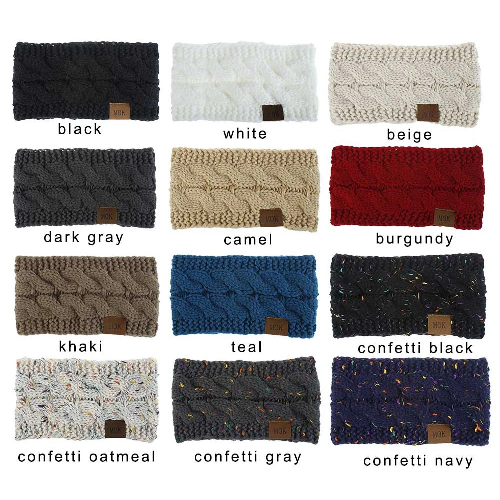 

Winter Warmer Knitted Headband Women Fashion Crochet Turban Multicolor Wide Stretch Hairband Headwrap Hair Accessories