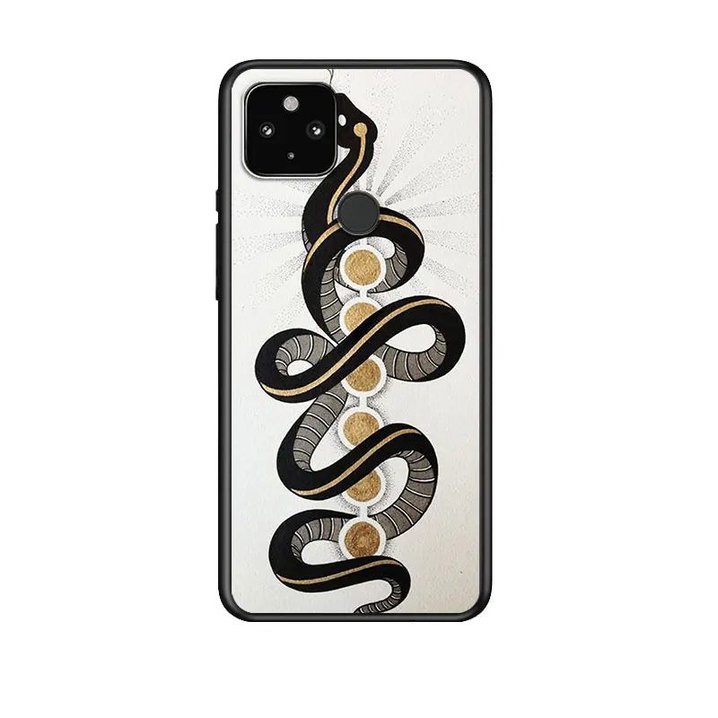 

Snake Flower Painting for Google Pixel 5 Pixel 4a 5G Pixel 4a Pixel 4 Pixel 4 XL Silicone Soft Black Phone Case Cover