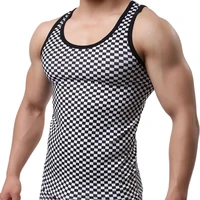mens workout slim tank top fit casual plaid bodybuilding shirt muscle men sweatshirt vest jogger sleeveless fashion tops tee