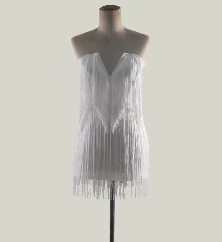 Женское сексуальное облегающее платье с открытыми плечами и кисточками Короткие