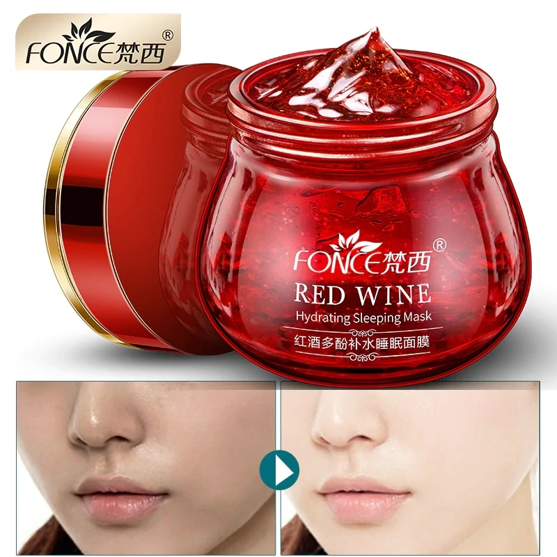 

В Корейском стиле Красное вино сущность спальный маска для лица увлажняющий отбеливающий крем Гель Ночной антивозрастной крем для питания ...