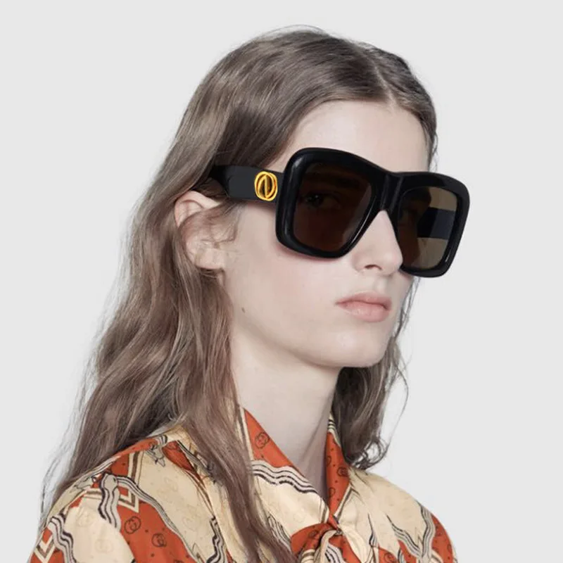 Модные брендовые пластиковые солнцезащитные очки в большой оправе роскошные