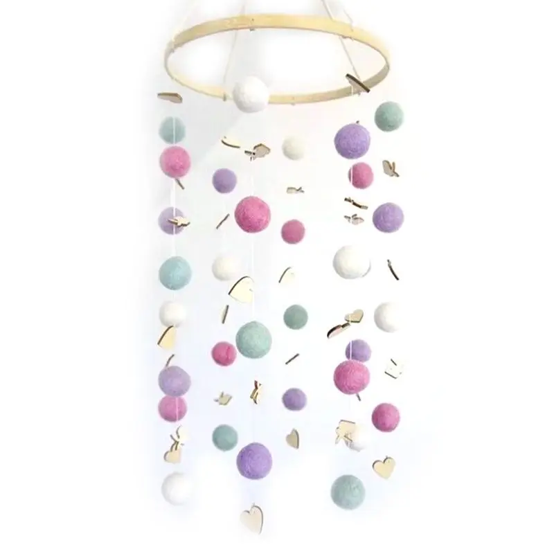 

New Round Rainbow Hair Ball Wind Chimes Bed Bell Home Children Room Decoration New Dropship